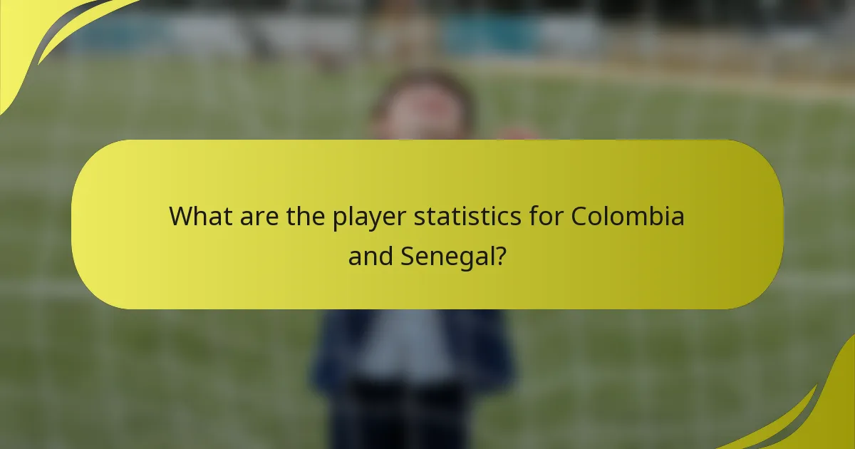 What are the player statistics for Colombia and Senegal?